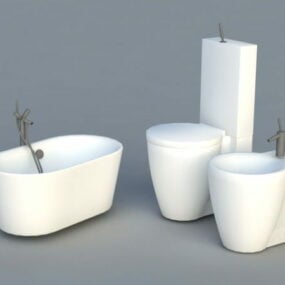 Toilets And Bathtub 3d model