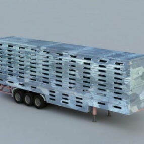 半牲畜拖车3d模型