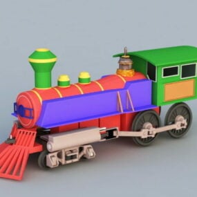 Modelo 3D da locomotiva vintage a vapor da ferrovia