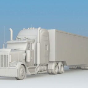 3д модель автомобиля-тягача с прицепом-грузовиком