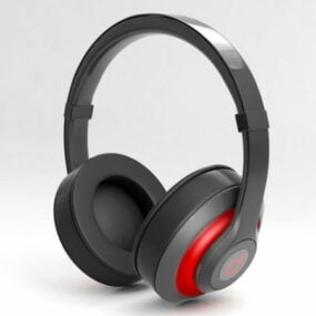Schwarz-rotes Kopfhörer-3D-Modell