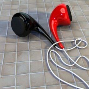 Écouteurs rouges et noirs modèle 3D