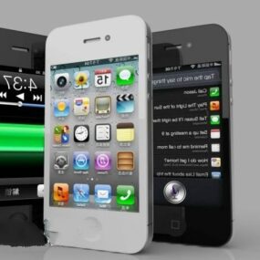 Iphone 4 Blanco y negro modelo 3d
