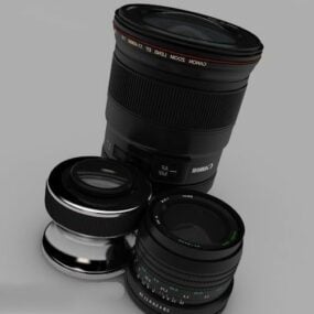 Modelo 3d de lentes de câmera Canon
