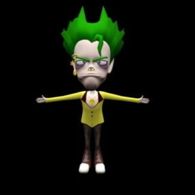 Homem de desenho animado com cabelo verde modelo 3D