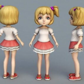 Sevimli Çizgi Kız Karakteri 3D modeli