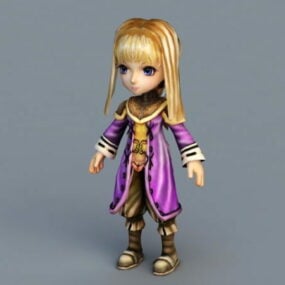 Blond Anime Girl Character 3d-modell