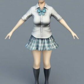Corpo de menina de uniforme escolar Modelo 3D