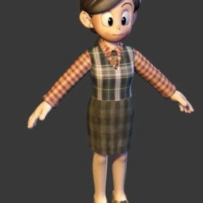 Mujer personaje de dibujos animados modelo 3d