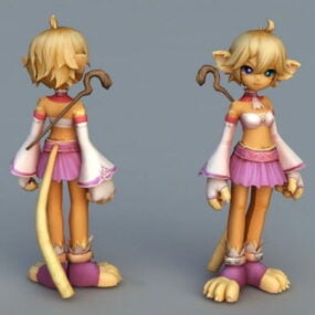 Anime Cat Girl Mage 3d-model