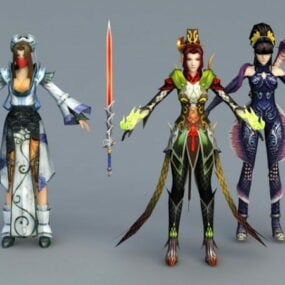Kinesisk Swordswoman 3d-modell