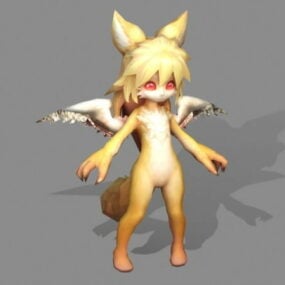 Anime Fox Girl With Wings 3d model