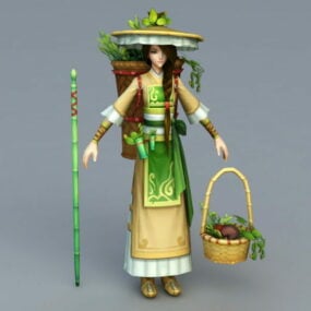 نموذج فتاة الفلاحين الصينية ثلاثية الأبعاد