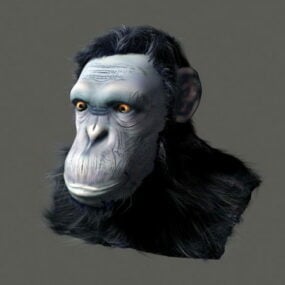 Cabeza de chimpancé realista modelo 3d
