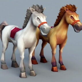かわいい漫画の馬3Dモデル