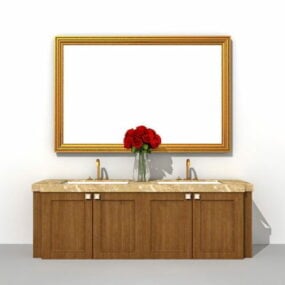 Double Sink Bathroom Vanity With Under-mount Sink Basin 3d model