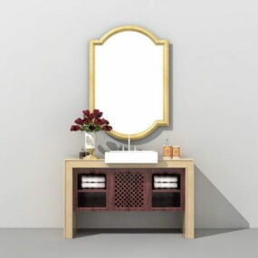 Single Bathroom Vanity With Vessel Sink 3d model