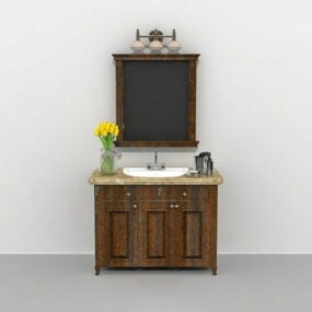 Vintage Bathroom Vanity With Wall Mirror 3d model