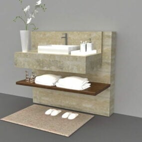 Marble Bathroom Vanity With Sink 3d model