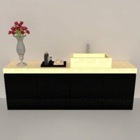 Czarna szafka łazienkowa Model 3D
