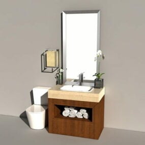 小さなバスルームトイレ洗面化粧台3Dモデル