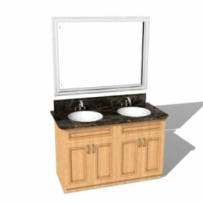 3д модель умывальника для ванной комнаты с двойной раковиной