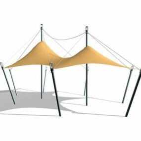 Modello 3d delle strutture parasole in tessuto di tensione