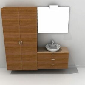 浴室梳妆台与配套的亚麻柜3d模型