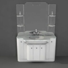 Vanité de salle de bain simple avec miroir modèle 3D