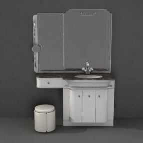 Bathroom Vanity With Makeup Area 3d model