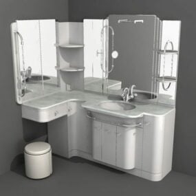 Ensemble de meuble-lavabo de salle de bain d'angle modèle 3D