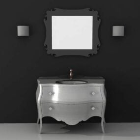 کابینت روشویی حمام با آینه مدل سه بعدی