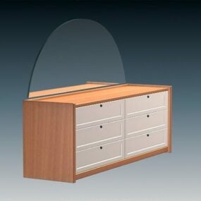 Wooden Dressing Table With Mirror 3d model