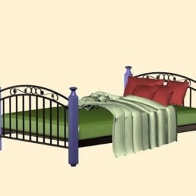 Wiejskie łóżko francuskie Model 3D