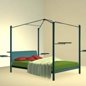 3д модель кровати с металлическим балдахином