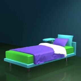 سرير بمنصة مع طاولة مرفقة نموذج ثلاثي الأبعاد