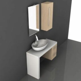 Biała toaletka łazienkowa z półką Model 3D