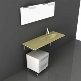 Countertop Bathroom Vanity With Cabinet 3d model