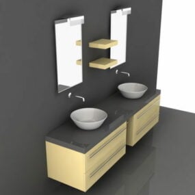 Double Bowl Sink Kylpyhuone Vanity 3D-malli