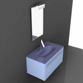 3d модель синього маленького туалетного столика для ванної кімнати