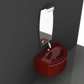 Red Small Bathroom Vanity 3d model