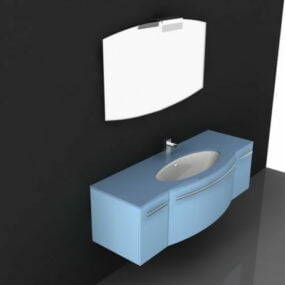 Vanité de salle de bain bleu clair modèle 3D