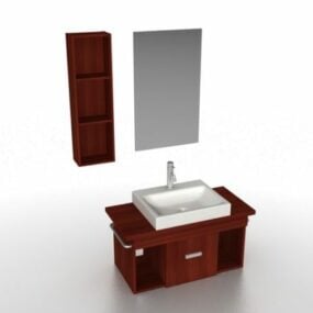Vaidade de banheiro com tampo e pia Modelo 3D