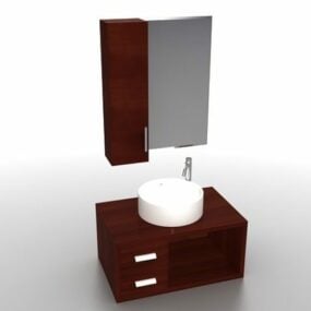 3д модель туалетного столика для ванной комнаты с одной раковиной