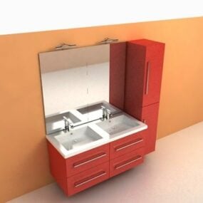 Red Bathroom Vanity Cabinets 3d model