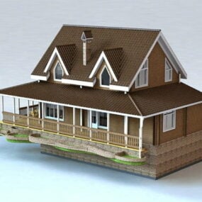 地下室のある牧場の家3Dモデル