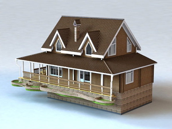 Casa de rancho con sótano modelo 3d gratis - .MaX - Open3dModel