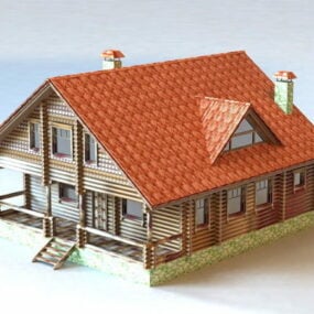 Modello 3d di progettazione di una casa di campagna