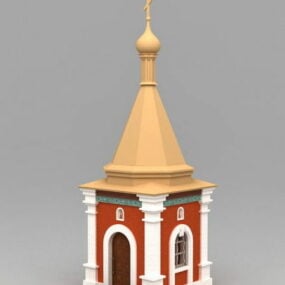 Model 3D małego wiejskiego kościoła