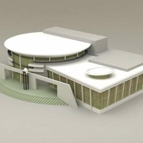 3д модель фасада современной библиотеки